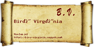 Biró Virgínia névjegykártya